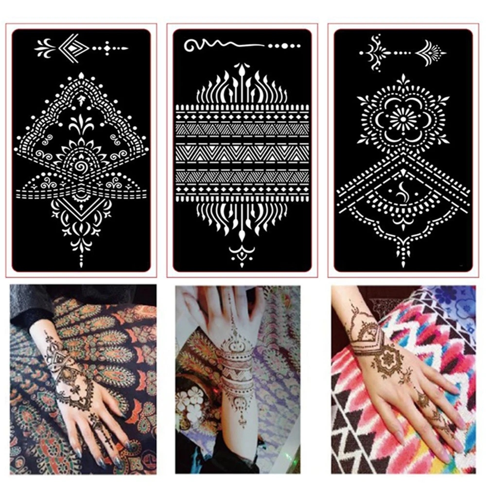 New Fashion Henna Tattoo Stencil Temporary Hand Tattoo Templates Diy Body Art Paint Sticker Template Indian Wedding Painting Kit