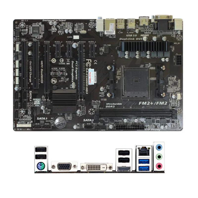 Для Gigabyte GA-F2A88XM-HD3 компьютера USB3.0 SATAIII материнская плата FM2 + DDR3 A88X б/у для
