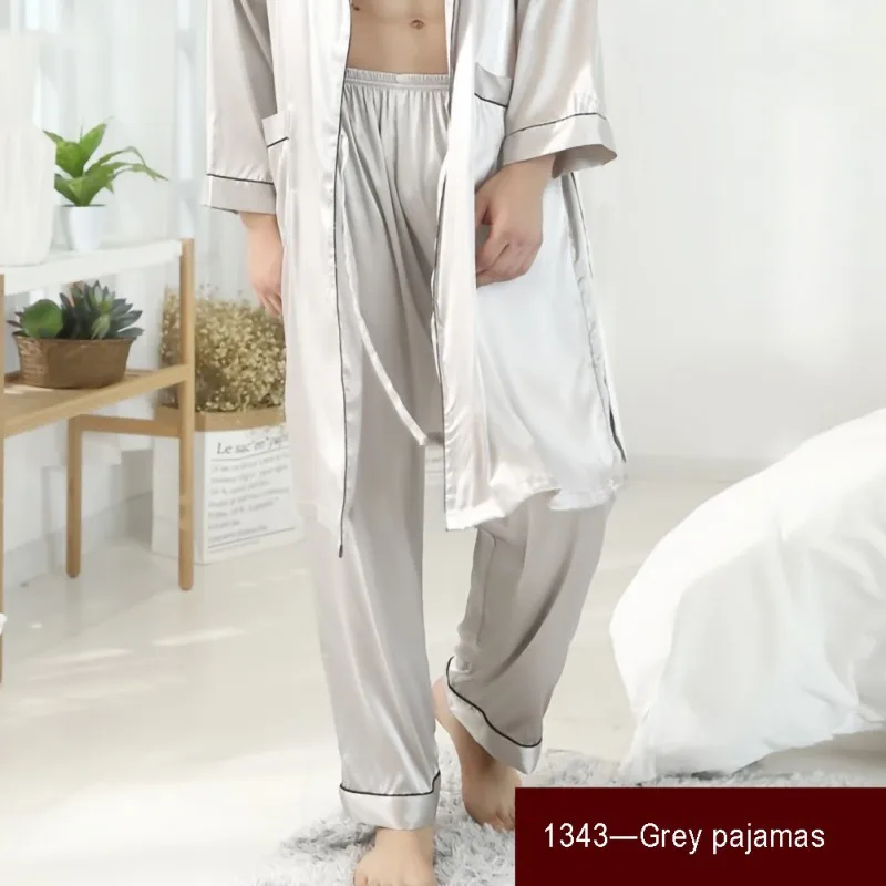

Mens Sleepwear Pants Men Pajamas Silk Casual Sleep Bottoms Loose Home Wear Pants Home Trousers