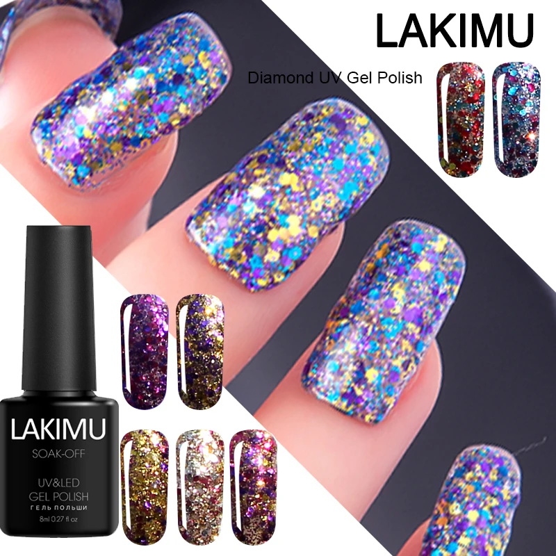 Алмазный Гель-лак для ногтей блестящий УФ-гель гель маникюра Блестящие Блестки
