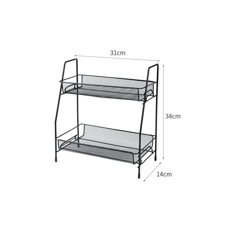

Iron Wire Kitchen Storage Rack Cosmetic Makeup Basket Metal Spice Seasoning Bathroom Shelf Desktop Organizer Hollow Dish Holders