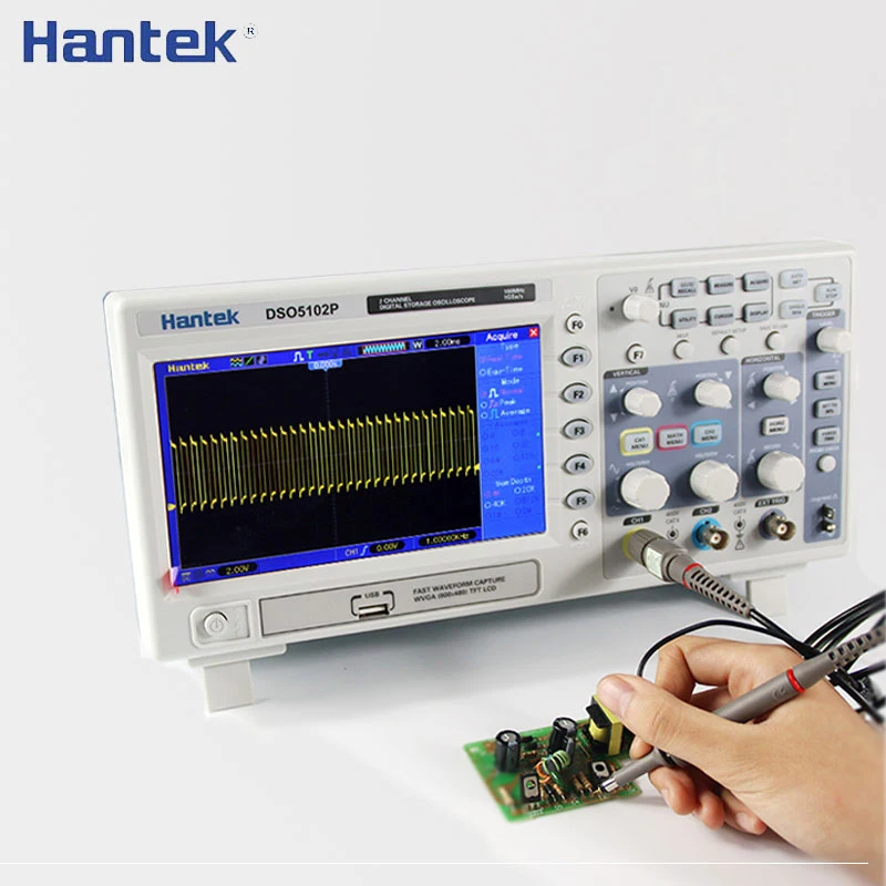 Hantek DSO5102P Цифровой Осциллограф портативный 100 МГц 2 канала 1GSa/s длина записи 40K USB