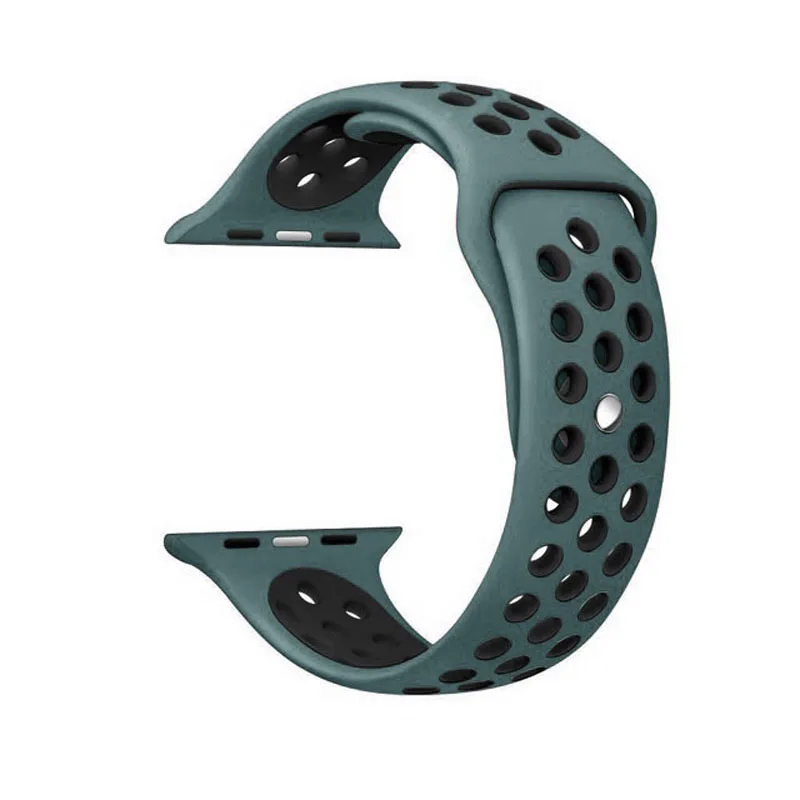 Силиконовый ремешок для apple watch 42 мм, 38 мм, версия, сменный ремешок для наручных часов iwatch, версия 4/3/2 apple watch band 44 мм 40 мм Браслет спортивный ремешок для часов - Цвет ремешка: Cyan black