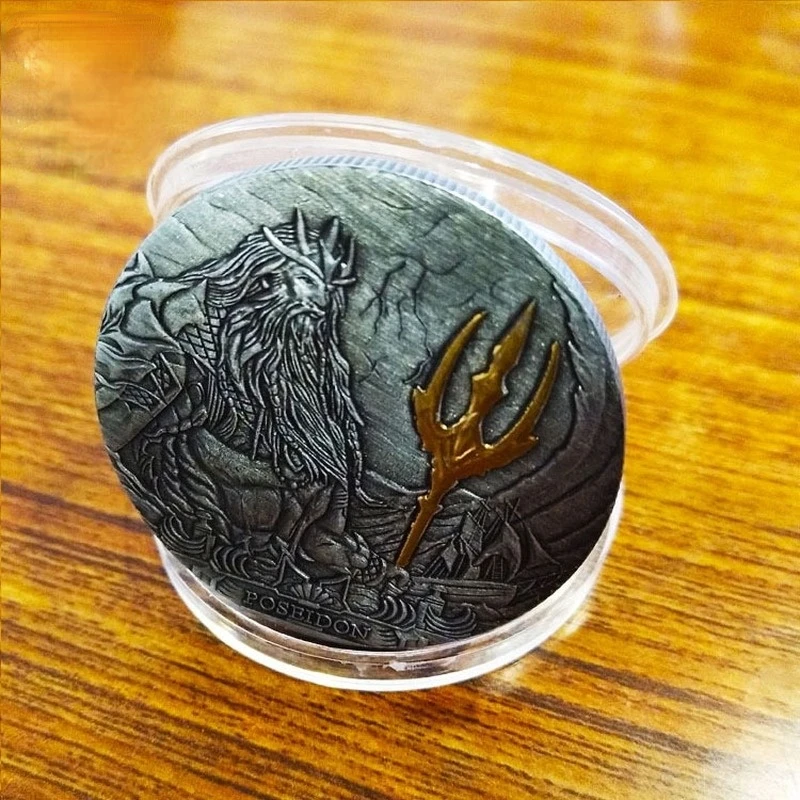 

Retro Sea King Poseidon Silver Coins One Troy Ounce Replica Crafts Collection Souvenir Gifts