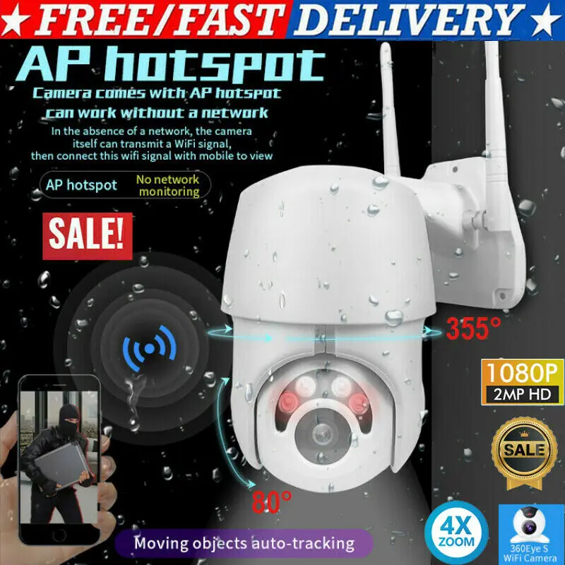1080P wifi IP камера белая беспроводная уличная CCTV HD Домашняя безопасность ИК PTZ