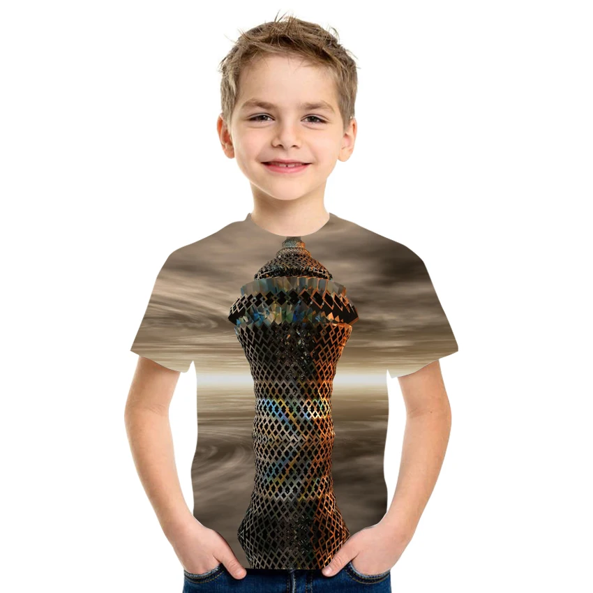 

Kids Summer Hot Sale City Print T-Shirt Boys Girls Oversized Round Neck Short Sleeve Breathable Tops Street Kids