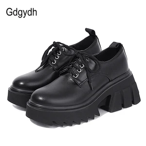 Женские туфли-лодочки Gdgydh, черные туфли-лодочки с круглым носком, на шнуровке, на платформе, готический стиль, высокий каблук, размера плюс 35-43, весна 2021