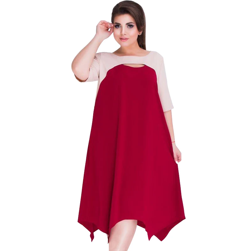 Женское платье большого размера, Сетчатое вечернее платье, 5XL 6XL, большие размеры, свободное летнее платье, повседневное черное пляжное платье для женщин vestidos - Цвет: red2649