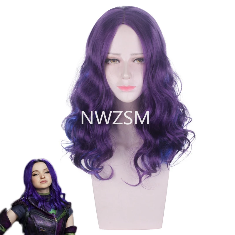

Descendants 3 Mal Wave Curly Wig Cosplay Costume Heat Resistant Synthetic Hair Women Cosplay Wigs