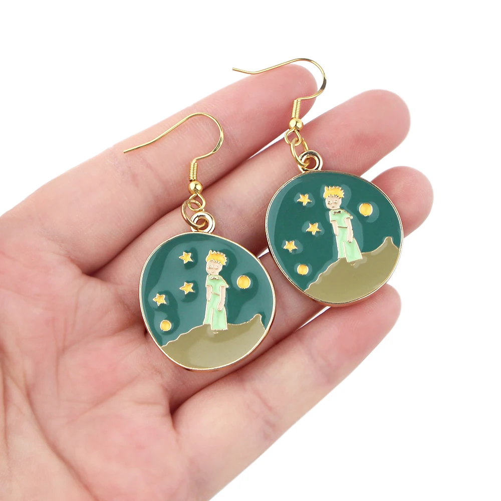 

HJ226 Cartoon Little Prince Stud Earrings Cute Fashion Personality Trinkets Gifts For Girls Minimalist Earings For Kids Jewelry