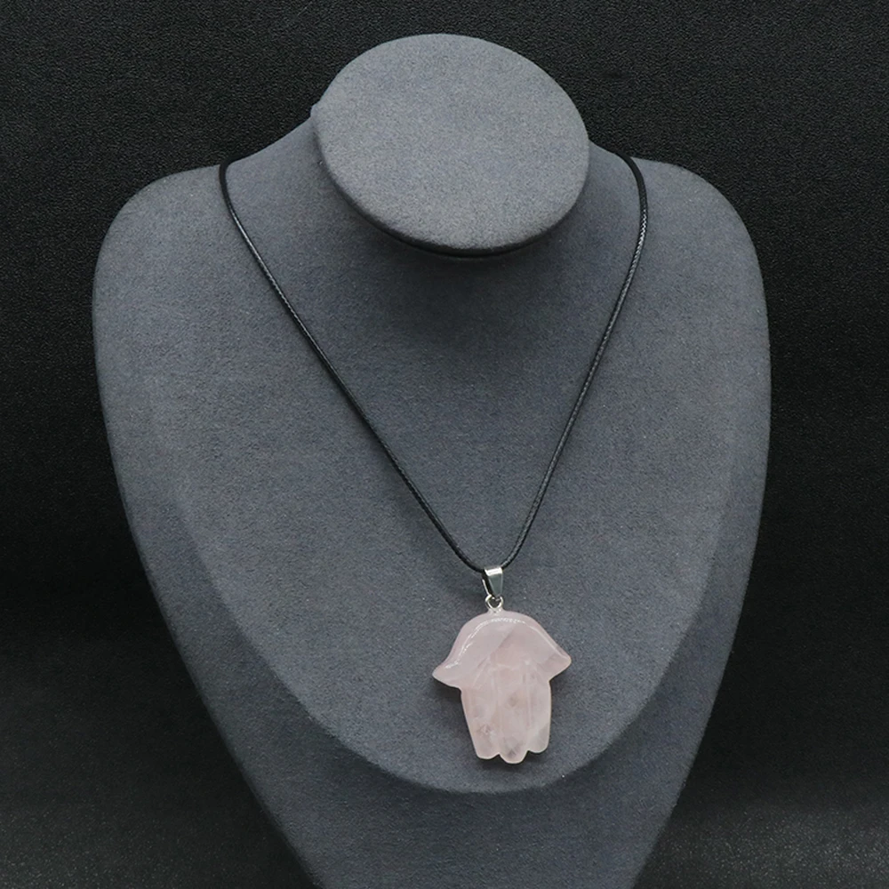 

Palm Shape Natural Stone Pendant Necklace Women Agates Stone Pendant Necklace for DIY Jewerly Best Gift 40x36mm Length 45cm