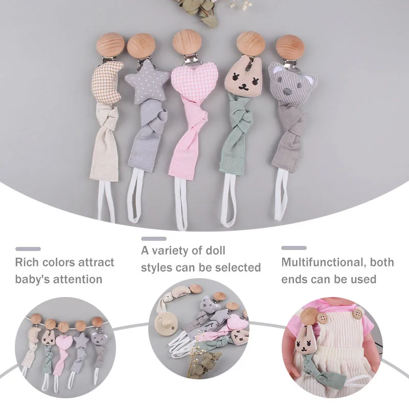 Kissteether Baby Creative Beech Wood Animal Pacifier Anti-Chain Toy Teether New Children&#39s Cute Hand-Woven Rope Gifts | Мать и