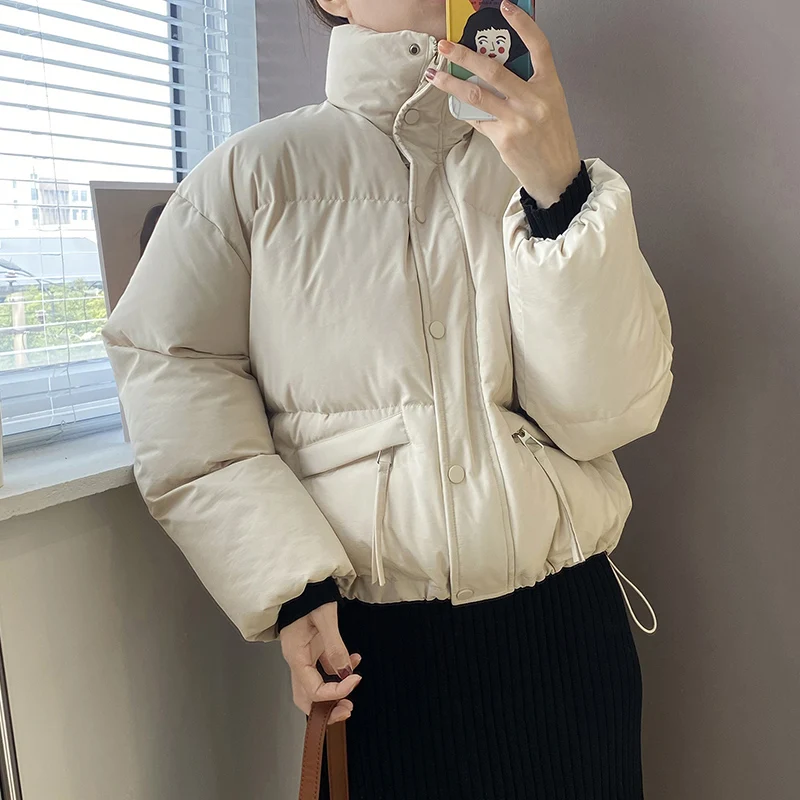 

Jackets for Women 2021 New Streetwear Winter Warm Coat Black Puffer Femme Parkas Autumn Matte Beige Korean Style Ladies Clothing