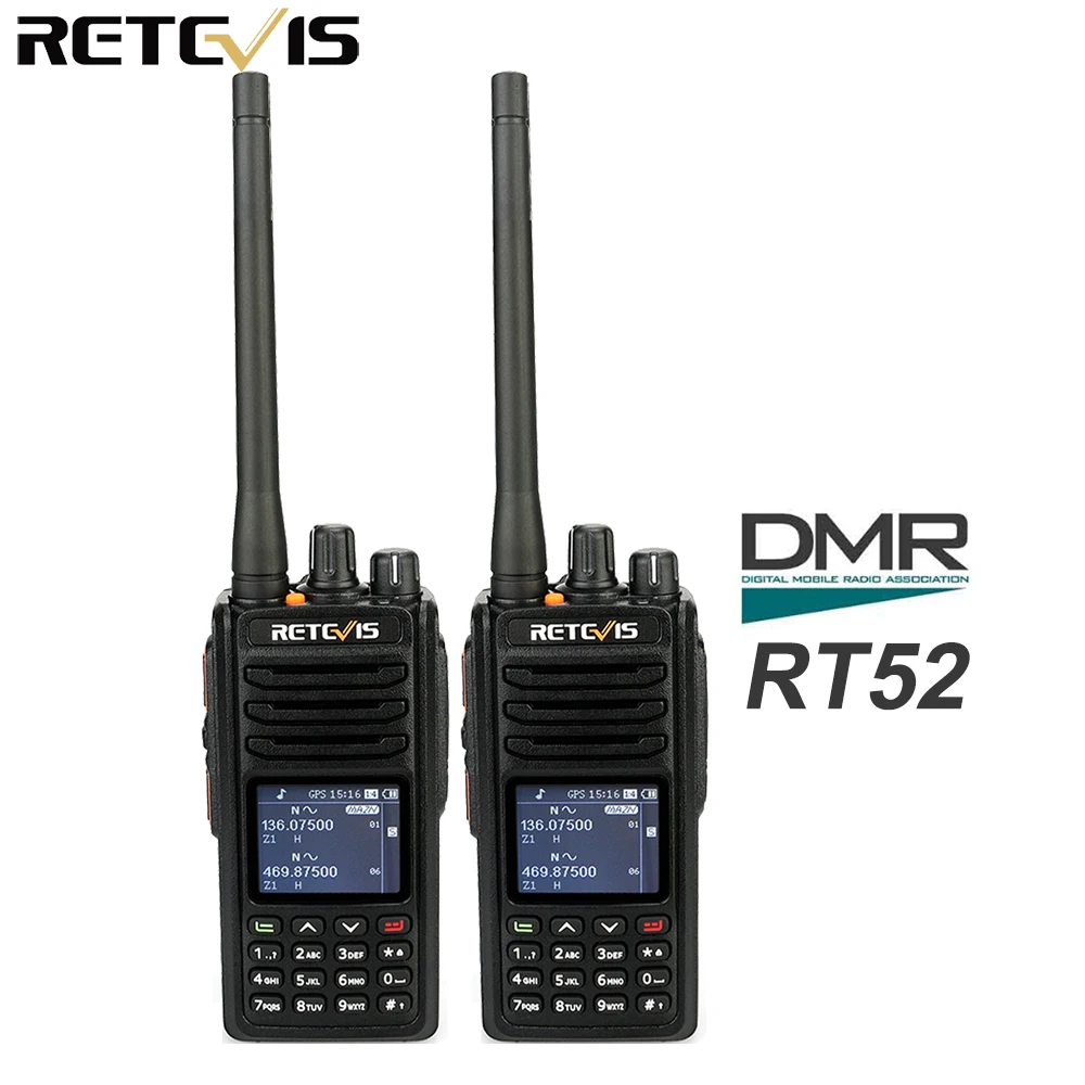 2 шт. Retevis RT52 Цифровой Dual Band gps DMR радио портативная рация VHF UHF Dual PTT до 4000 Каналы радиолюбителей КВ трансивер