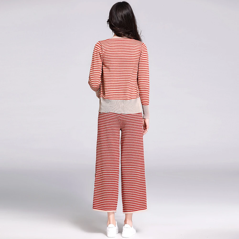 Ранняя осень костюм женский 2019 Новый Модный повседневный вязаный кардиган с