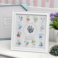 baby foot and hand print baby photo frame one hundred days of babys full moon souvenirs commemorate kids growing memory gift