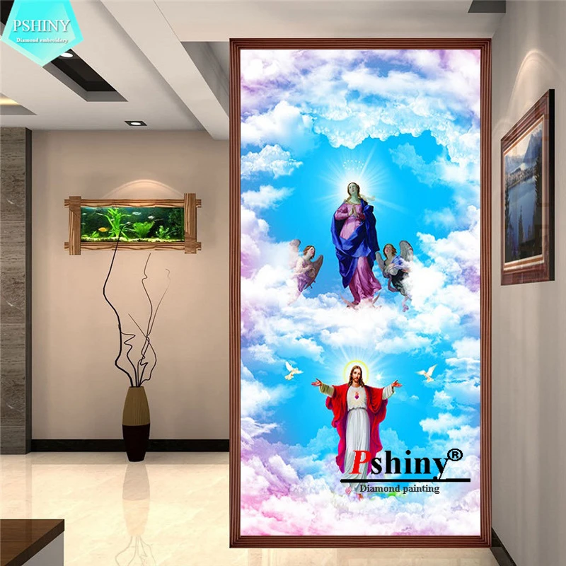 Алмазная 5D Вышивка PSHINY картина с изображением святого отца христианства стразы