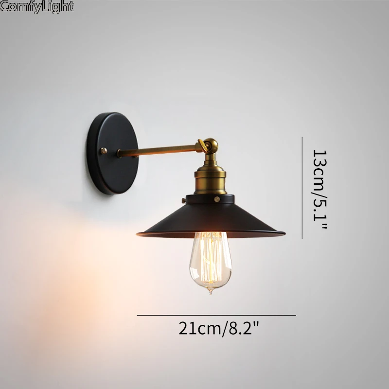 Vintage Retro Industrial iron Wall lamp sconces Adjustable bedside Bedroom kitchen loft light Balcony Aisle Villa Hote | Лампы и
