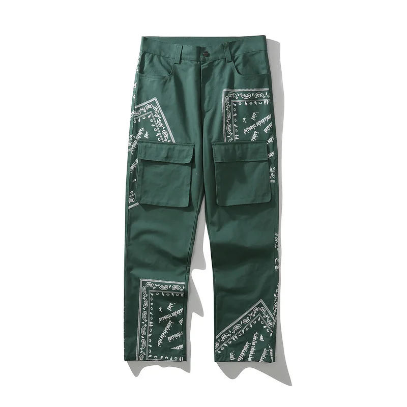 

New High 2021 Kiryaquy Men Comfortable Luxurious Green Paisley West Coast CRIPS BLOODS Casual Pants cargo pants Parkour #d14