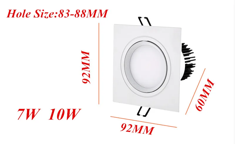 Сверхъяркий светодиодный квадратный Точечный светильник Cob с регулируемой