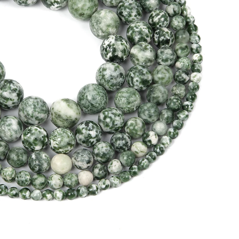 4-12 мм бусы из натурального камня Круглые Гладкие зеленый точечный камень