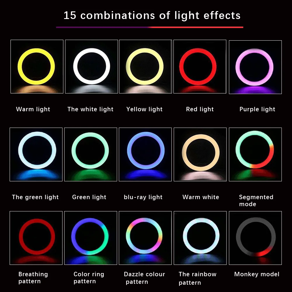 

10 Inch RGB colorful live light LED fill light ring light anchor beauty light with marquee colorful indoor atmosphere light