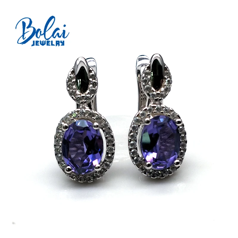 Bolaijewelry, стиль нано серьги с танзанитом, создан элегантный дизайн стерлингового серебра 925 Серьги, изящные украшения для женщин вечерние