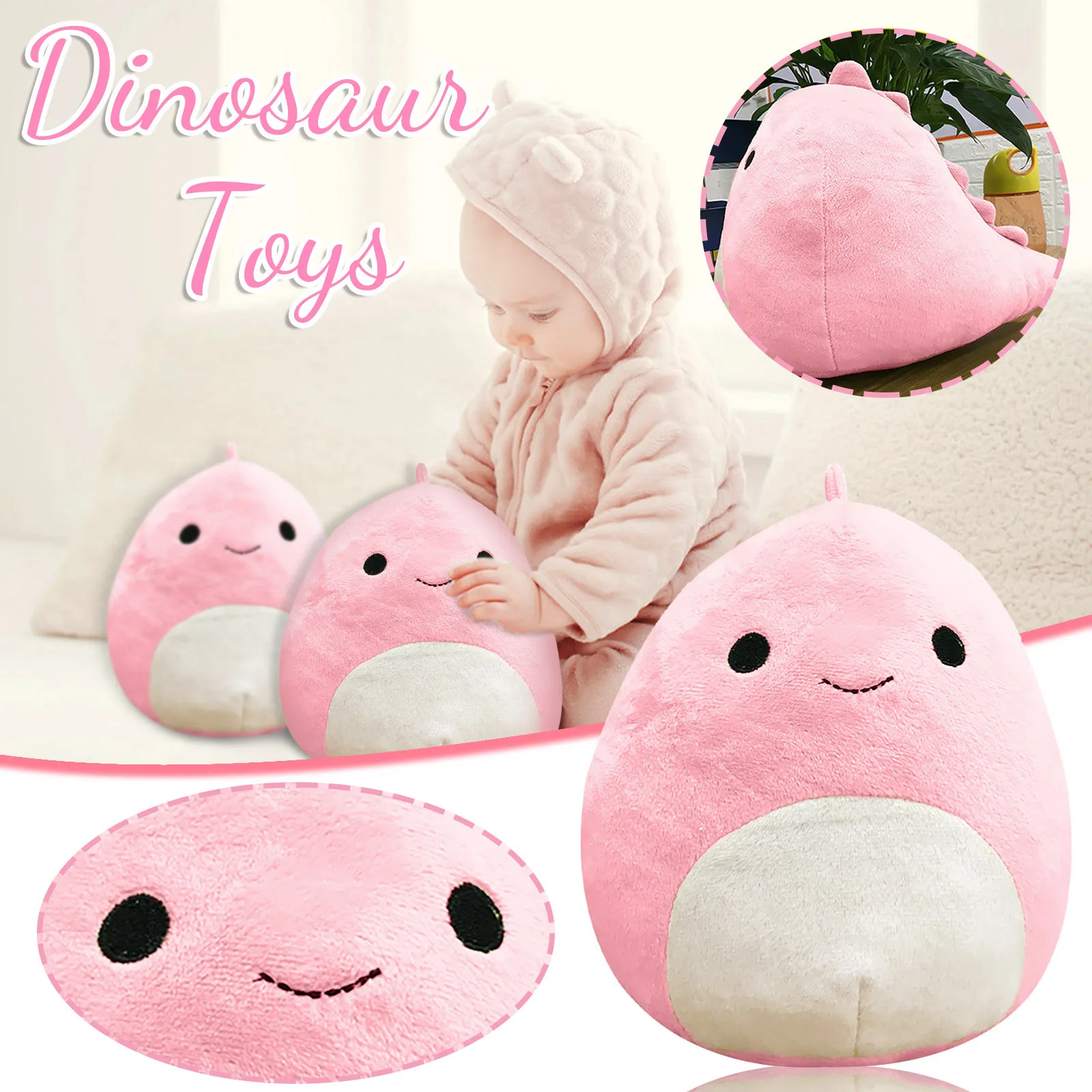 

3D Dinosaur PINK Pillow Soft Lumbar Back Cushion Plush Stuffed Toy Poduszki Dekoracyjne Kissen Decorative Pillows Cuscini