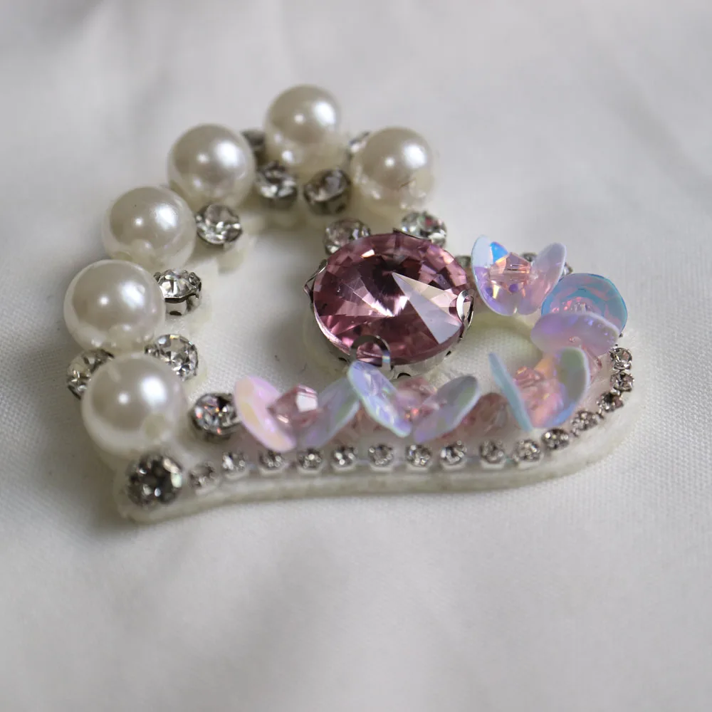 1 шт. вышитые бисером жемчужные нашивки в форме сердца для одежды пришивные