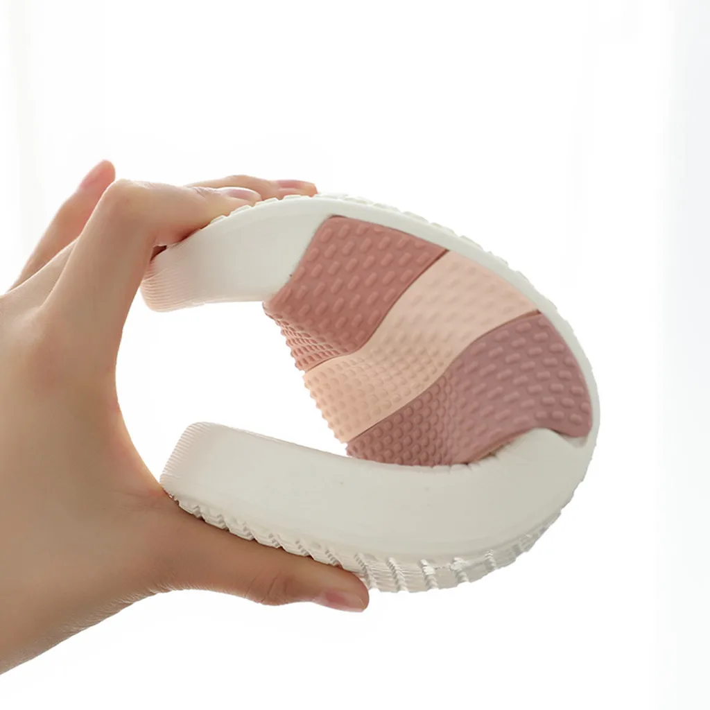 Шлепанцы женские домашние Нескользящие сандалии с принтом в полоску сланцы для