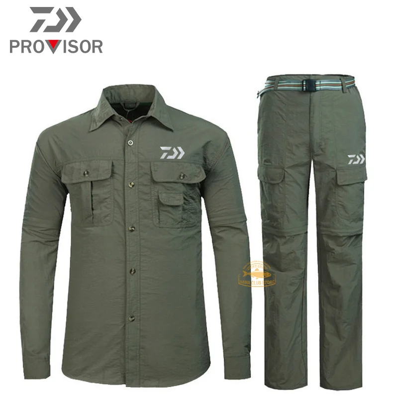 

Outdoor Quick Dry Fishing Clothes Suit 2020 DAIWA Fishing Clothing Detachable Pants Men Breathable Anti Uv Fishing Shirts