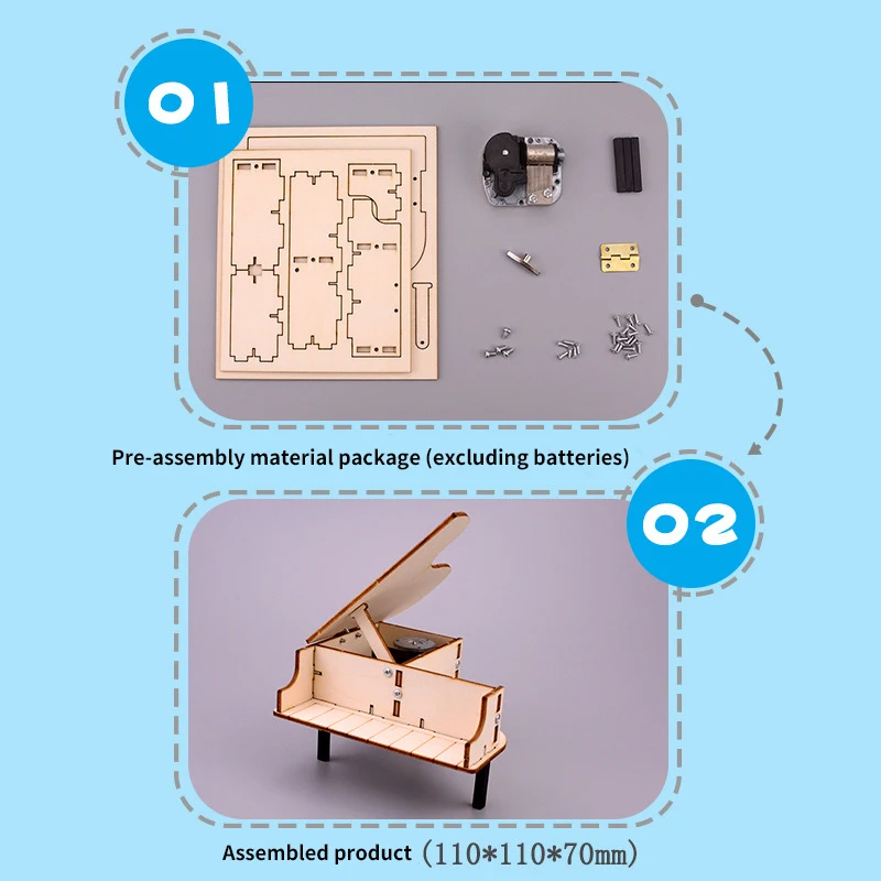 DIY фортепиано головоломка модель деревянная музыкальная шкатулка ручной