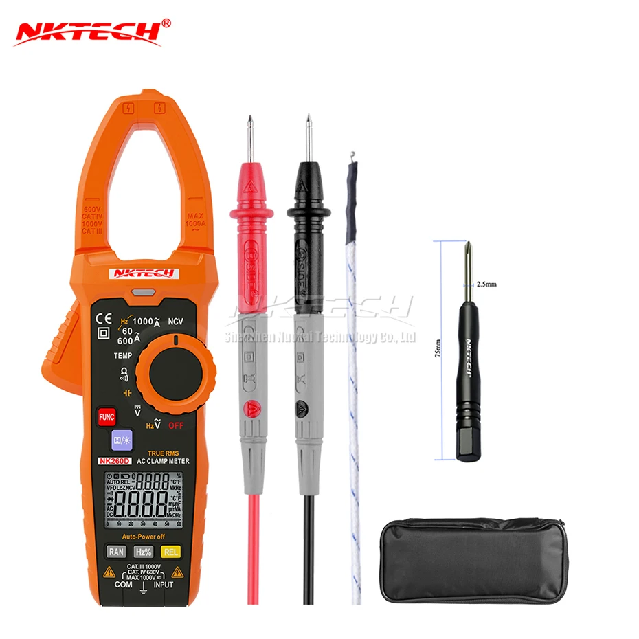 Цифровой токоизмеритель-зажим NKTECH NK260D Ture RMS температуры напряжения переменного
