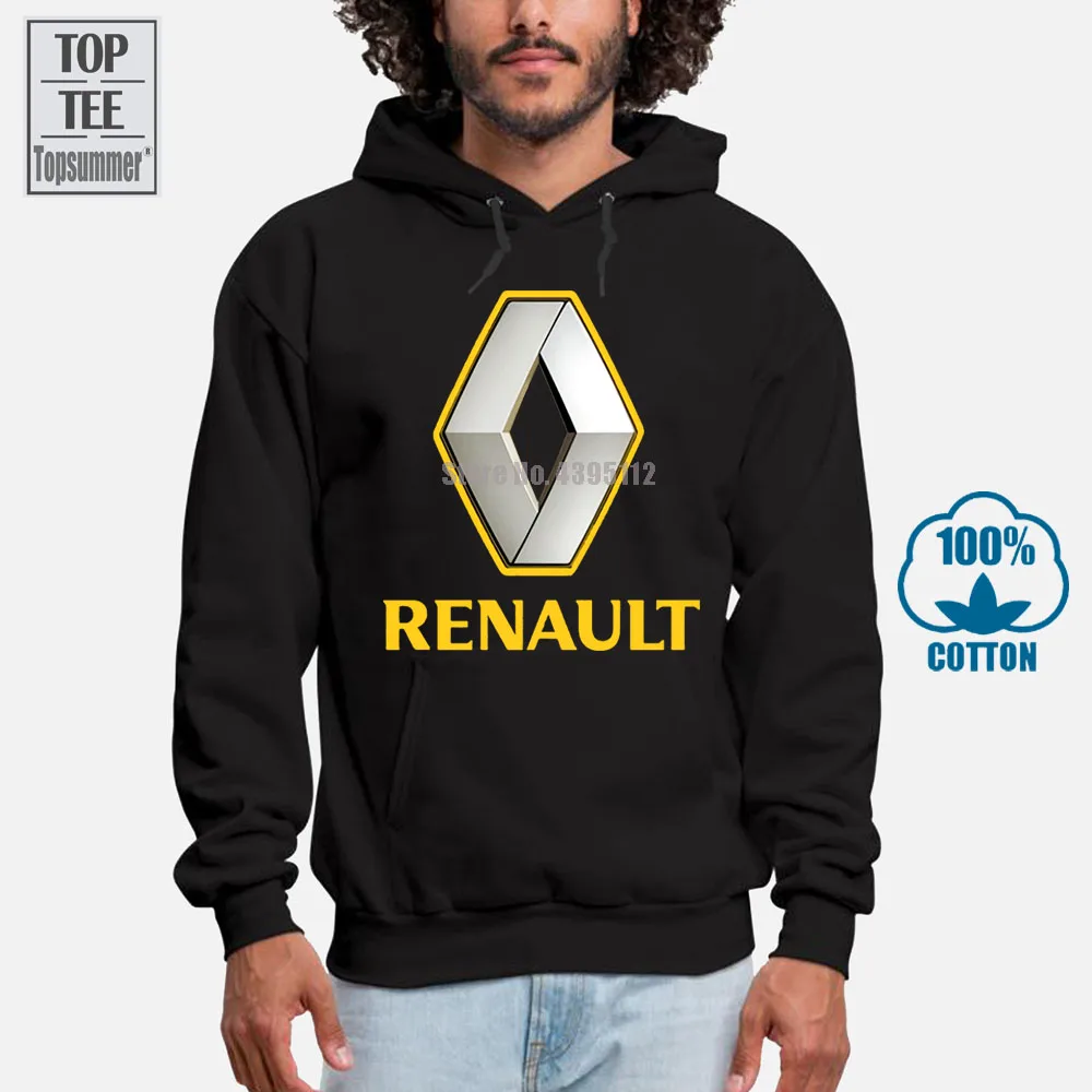 Мужская толстовка с логотипом Renault летняя черная хлопковая капюшоном для улицы