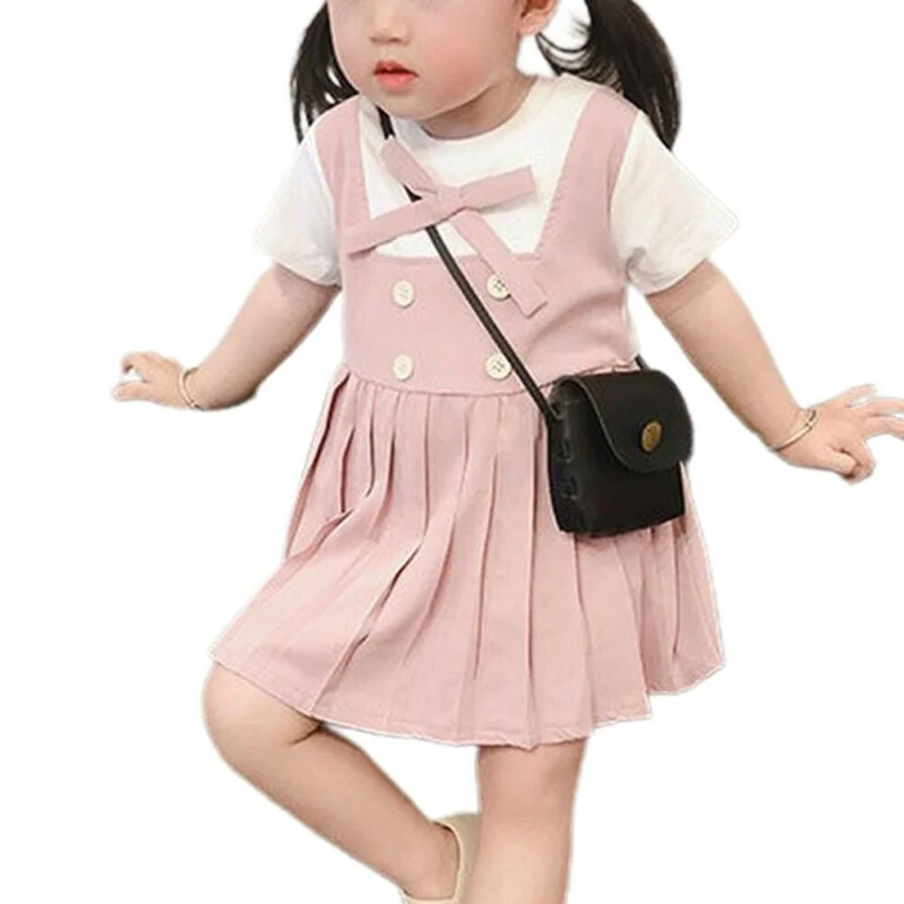 

Kids Girls Short Sleeve Swing Dress Summer Holiday Casual Dresses 1-6 Years Old