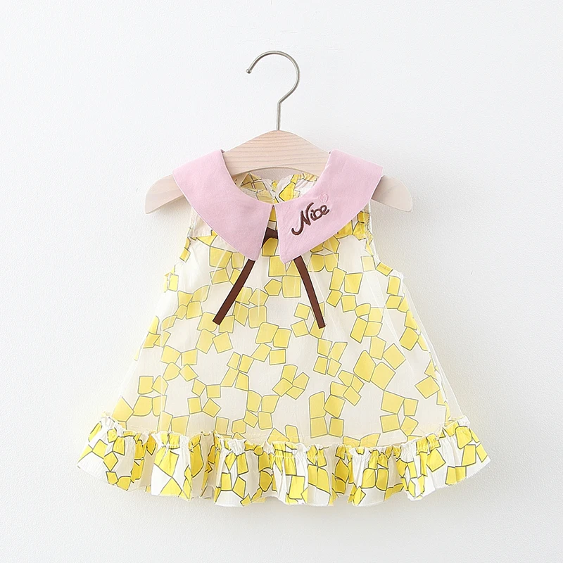 YALOODE летнее платье для новорожденных хлопковое с бантом и принтом маленьких