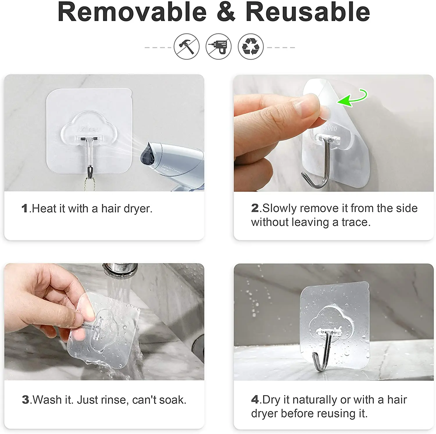 Прозрачный Прочный Не оставляющий следов крючок с сильным приклеиванием