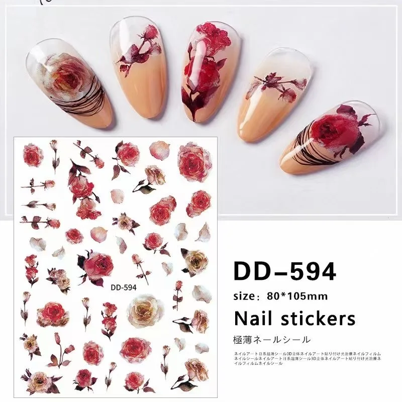 

126 Style Wholesale 3D Nail Stickers Animal Geometric Stars Flower Ballet Streamer Luminous Holographic Love Nail art Decor 1PC