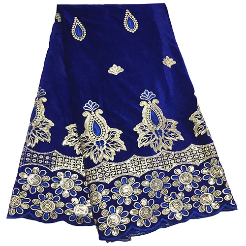 Royal blue Королевская Синяя желтая фиолетовая винно-красная кружевная ткань высокого качества африканская кружевная ткань с блестками Новые поступления бархатная кружевная ткань - Цвет: Royal blue