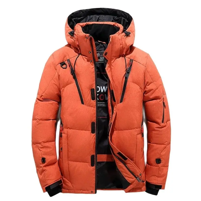 

Men Down High Quality Thick Warm Winter Jacket Hooded Thicken Duck Down Parka Coat Casual Slim Overcoat With Many Pockets Mens