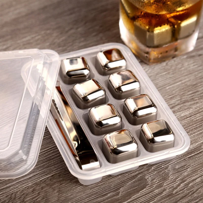 

304 Stainless Steel Ice Cubes Set Metal Quick-Frozen Keep Your Drink Cold Longer Wine Cooling Cube Chilling Rock Party Bar Tool