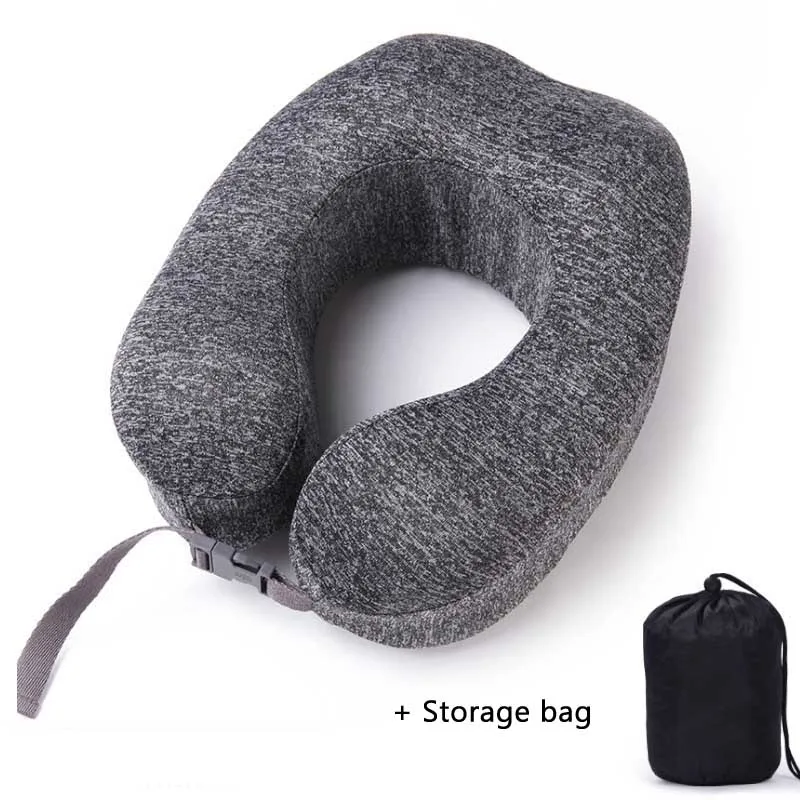 black bag U-образная подушка для поддержки шеи с эффектом памяти, подушка для путешествий, самолет, подголовник для сна, офисные подушки для отдыха - Цвет: black bag