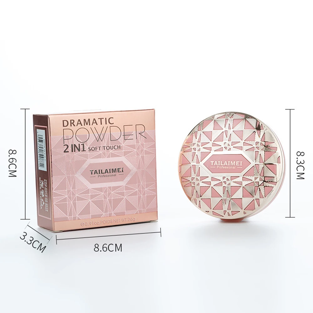 

1Pc Double layer powder cake Face Makeup Lasting Powder Mineral Foundations Oil-control Pressed Powder With Puff Palette TSLM1