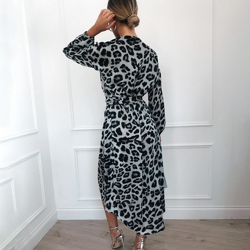 NORMOV сексуальное женское платье v образный вырез длинный рукав с поясом