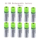 Качественные товары 30 шт. AA 1,2 в 1450 мАч USB перезаряжаемая батарея Быстрая зарядка высококачественные литий-полимерные батареи 2 а батарея RoHS CE