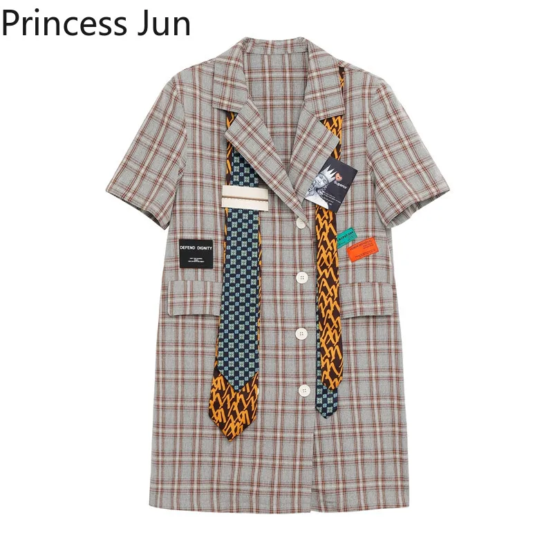 

Женское клетчатое платье-блейзер с коротким рукавом, ТРАПЕЦИЕВИДНОЕ облегающее мини-платье в британском стиле ретро