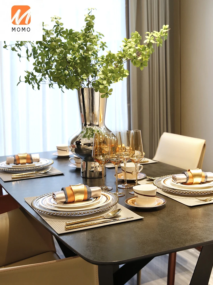 

Light Luxury Western Food Tableware Set Full Set Household Plate Steak Knife and Fork Plate Set