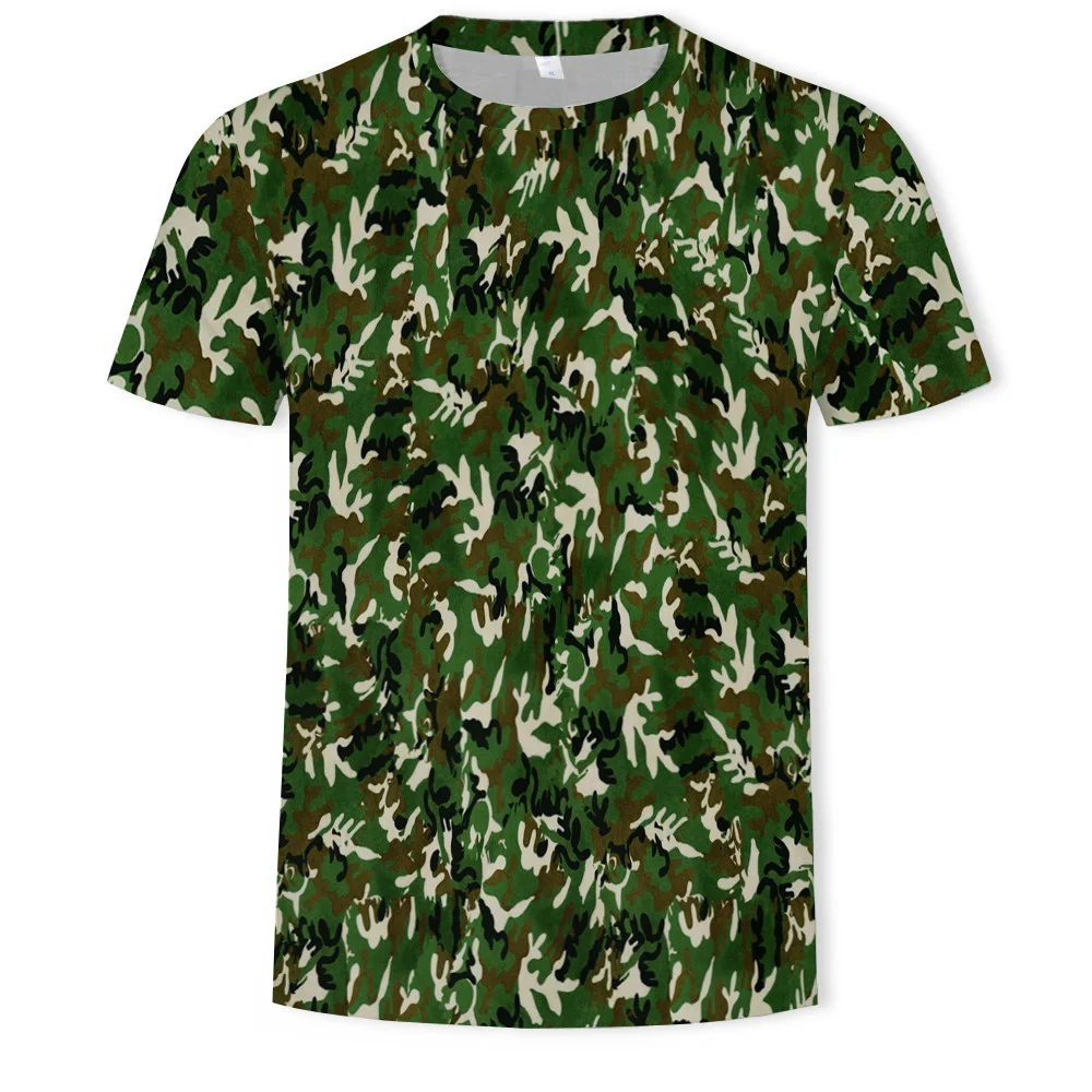 

3D printing men's O-neck T-shirt short-sleeved shirt outdoor activities camouflage series digital pattern plus size slim casual