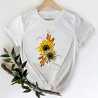 Женская футболка с принтом подсолнуха, стильная футболка с цветочным принтом, Милая футболка для весны и лета, 2021