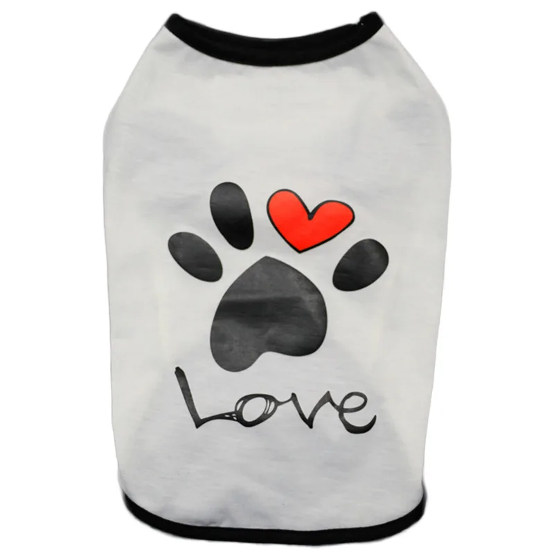 

Dog Cat Dogs Clothes Summer Cotton Vest T Shirt With Paw Printed Heart Love Design Coat Pet Puppy Apparel